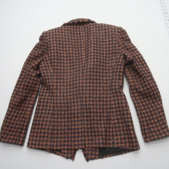 Veronica Beard Taja Houndstooth Plaid Tweed Double Breasted Blazer Jacket Size 8 - Picture 3 of 15